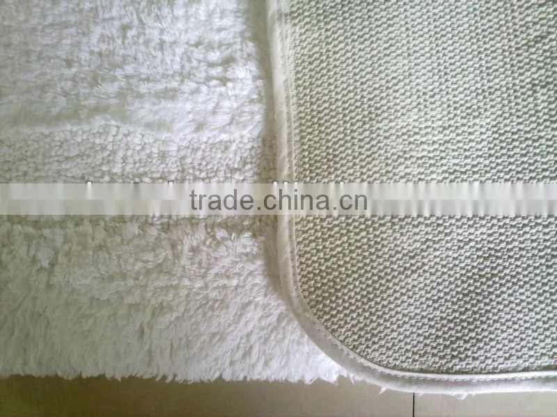 hotel antislip white cotton bath rug with rubber bottom