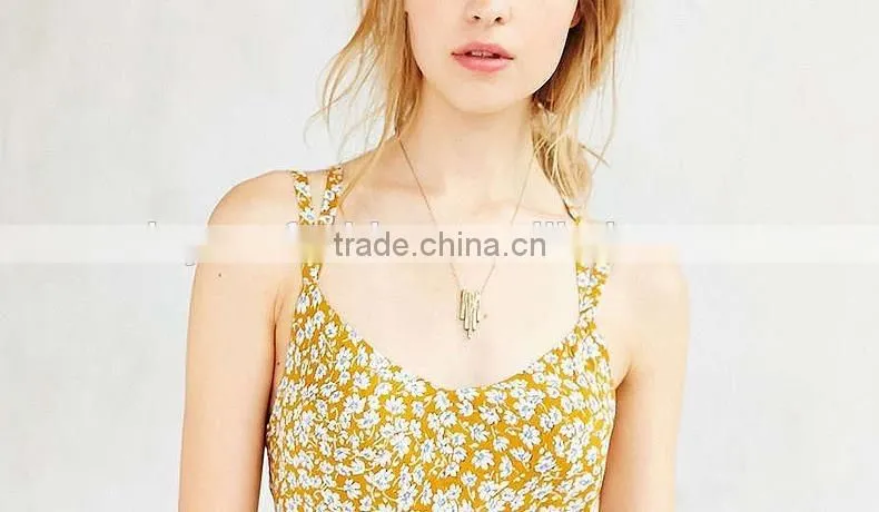 2017 Girls Spaghetti Strap summer dress women ladies sexy backless flower printed chiffon dress