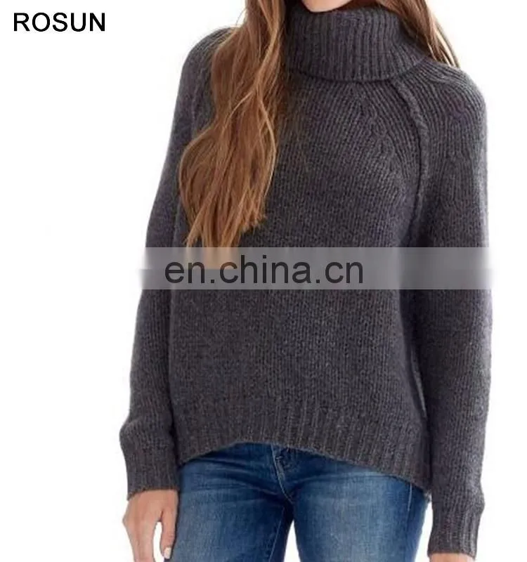 Top selling turtleneck no pattern 100% cashmere sweater for women in the style of retro