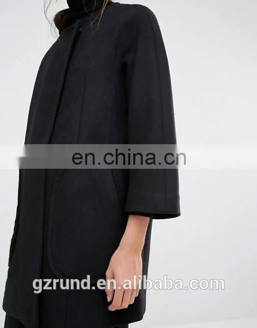 Autumn Winter Hot Sale Black Cool Fashion Women Coat, French Connection Harbour Cocoon Coat