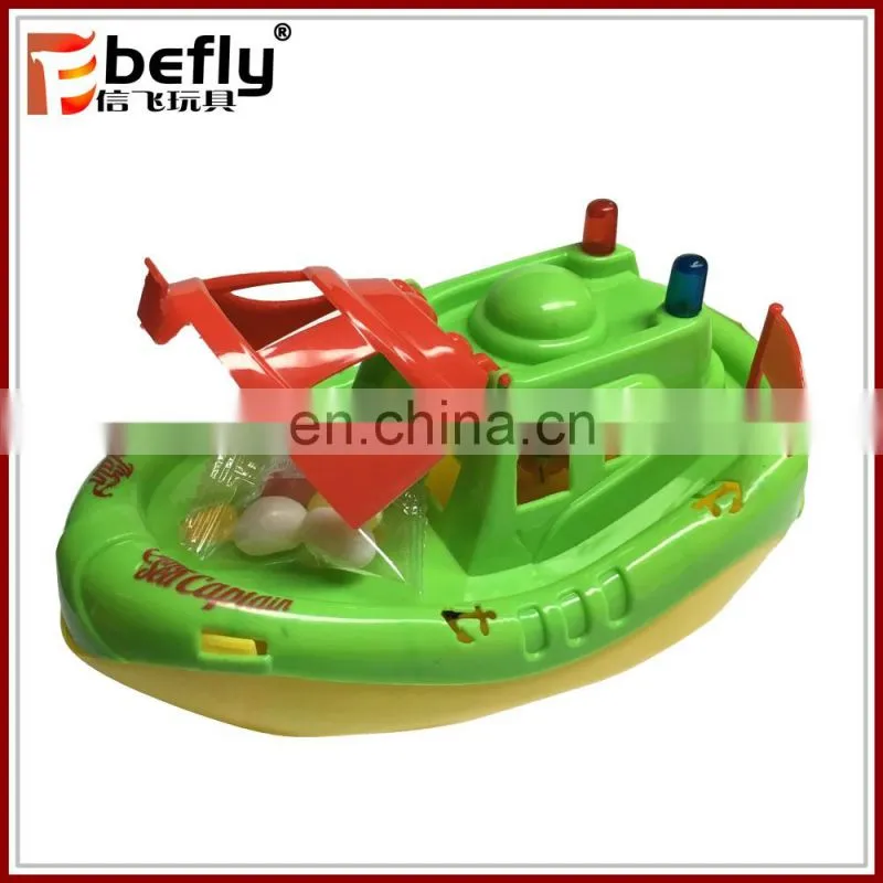 Plastic boat pull line candy toy with light