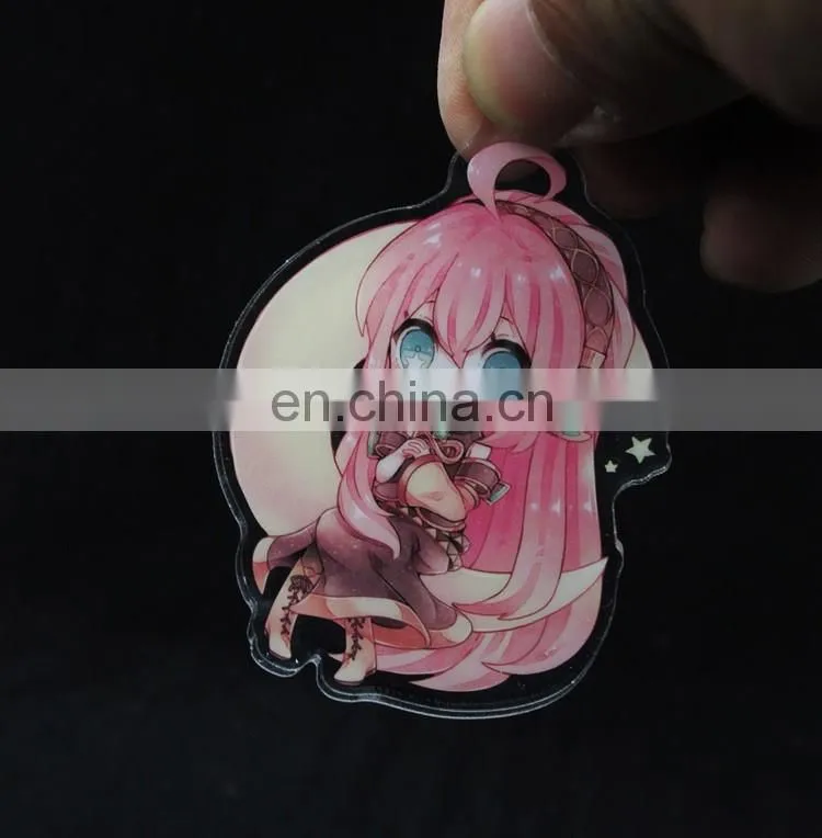 Customized clear green cartoon acrylic keychain laser cut
