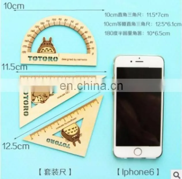 Wood Scale Metric Square Triangle Ruler