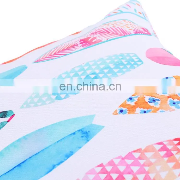 Colourful lively spun polyester green plants pattern printed sofa cushion covers with tassels