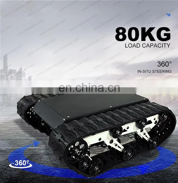 High torque brushless motor AVT-9T rubber crawler robot chassis commercial robot rescue robot good for inspection, exploration