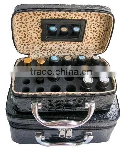 36 bottles Leather Essential Oils Carrying Cases,Beautiful Custom Hard Shell with High Density Foam Cosmetic case