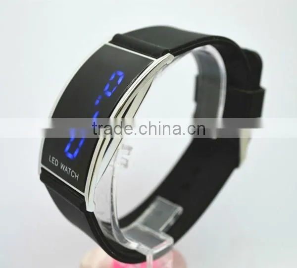 LED silicone watch for man with colorful silicone strap,red or blue led lights