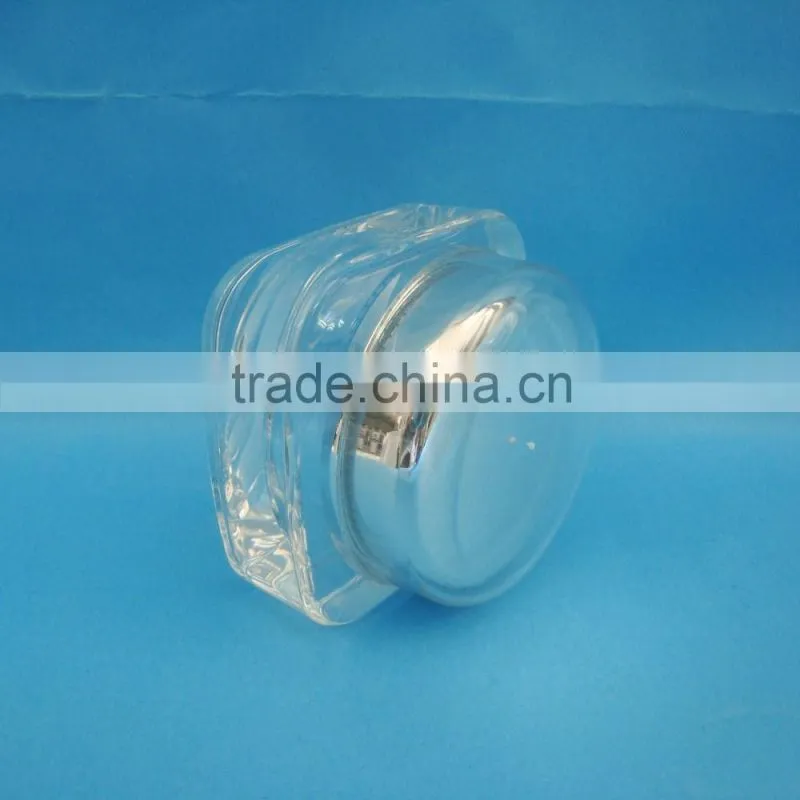 cosmetic clear square shape acrylic plastic jar with plastic cap