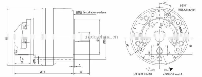 radial piston hydraulic motor, equivalent to SAI motor GM9