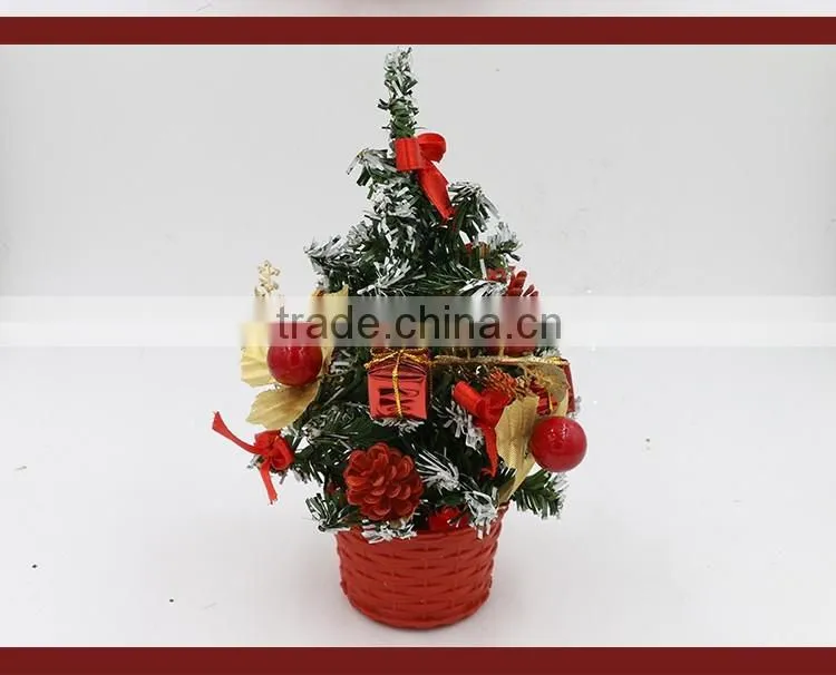 Red Flower Basket PVC Mini Christmas Tree For Christmas Decoration