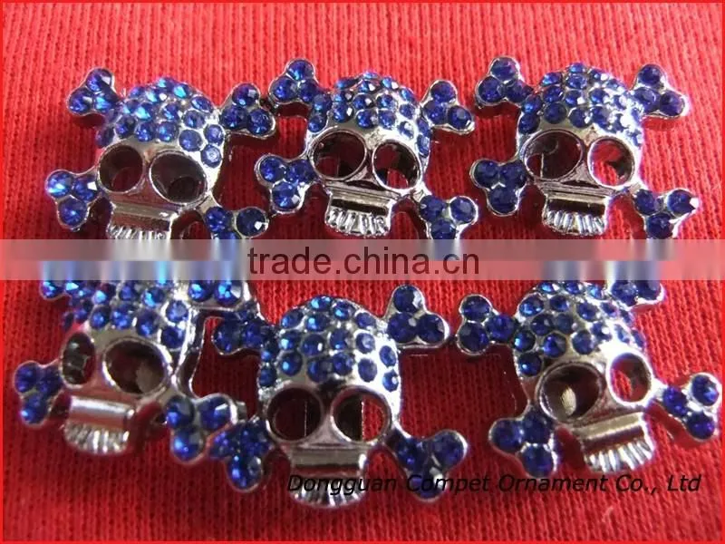 Compet wholesale 10mm rhinestone slide charm skulls