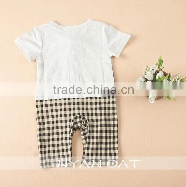2016 Summer Baby Boy Handsome Modeling Fake Vest Kids Boy Tie Bow Baby Romper Children Boy Junpsuits