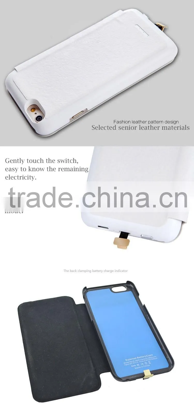 Power bank case rohs battery charger solar power phone case wallet battery replacement back cover solar case for iphone6