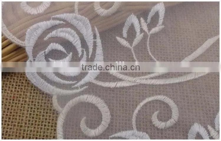 China Manufacture 2016 New Wide 6.3" Net Cloth Non-strech Big Rose Flower Embroideried Nylon Warp Knitted embroidery lace fabric