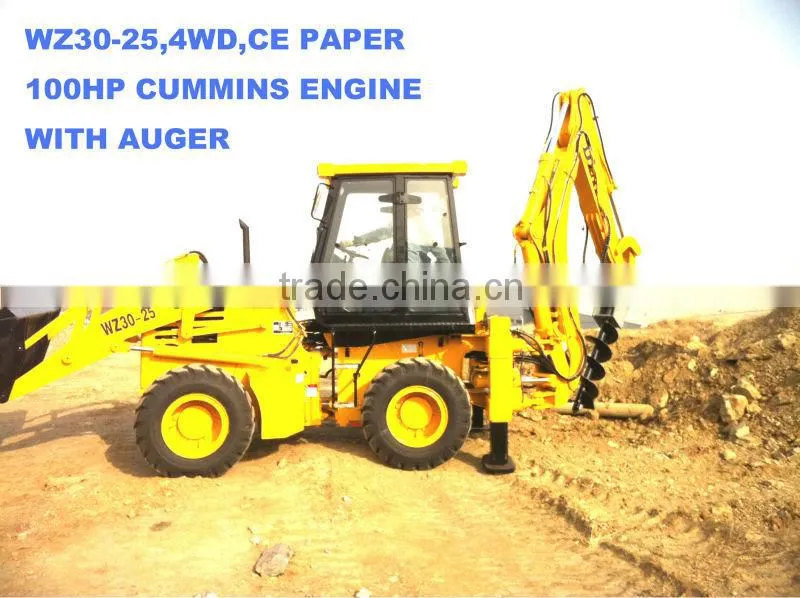 WZ30-25 Backhoe loader 7600KGS with cummins engine,4WD,CE paper