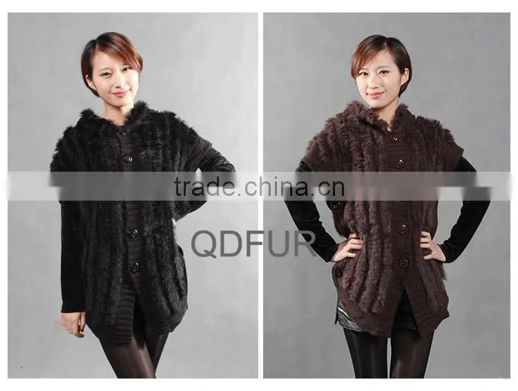 QD27881 china supplier garments of karachi rabbit fur knitting jacket clothes for woman jackets