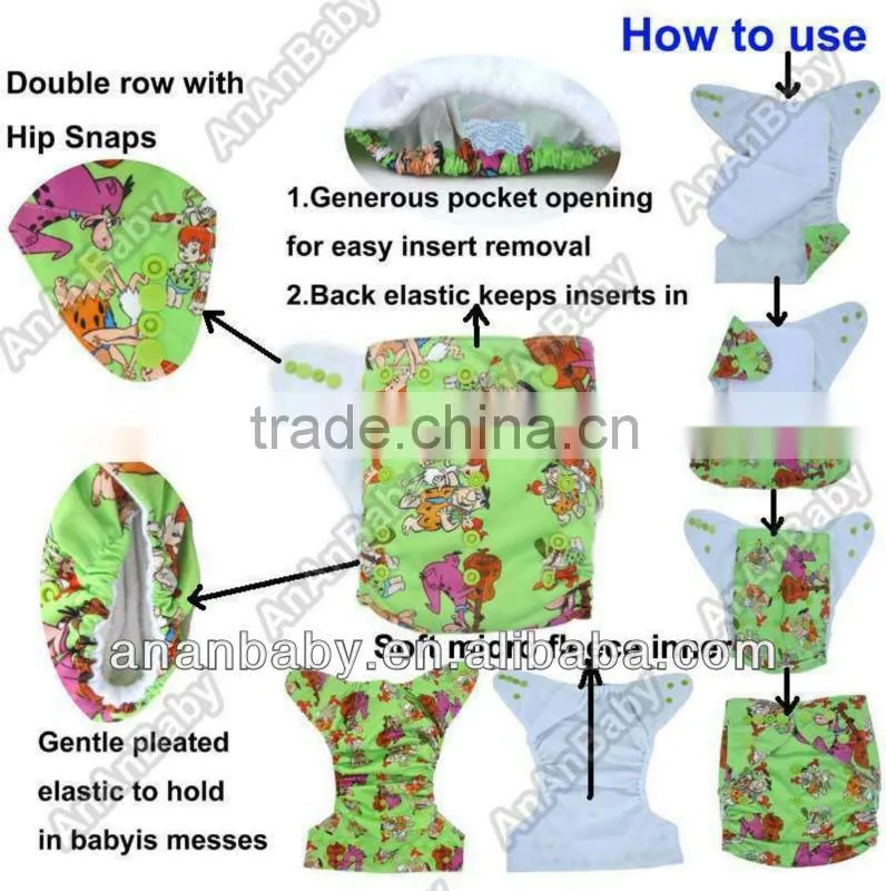New Coming Nappy Fabric Reusable Baby Cloth Diaper Nappy Animal Baby
