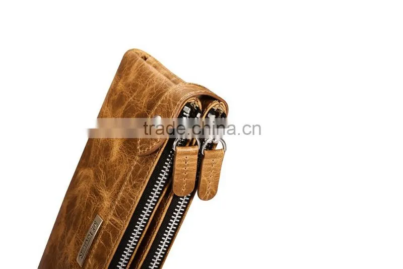 Icarer Luxury Classical zipper Real Leather Handbag Wallet with Card Slot MT-5592