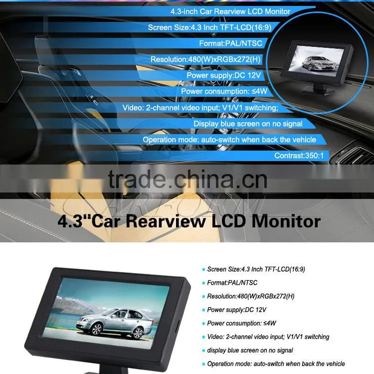 car 4.3 inch foldable monitor with av input