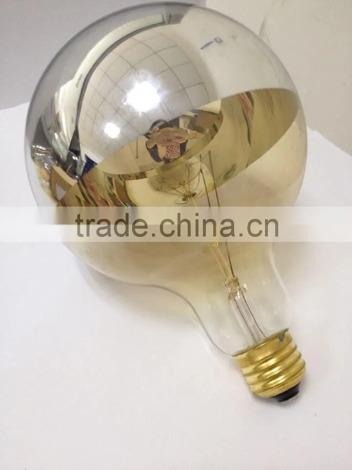G95 Edison bulb half chrome/mirror glass cover decorative bar/coffee