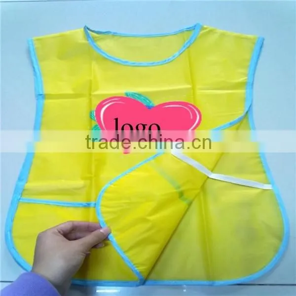 Washable eco-friendly Print logo on child/baby plastic PVC/PEVA apron for dinner