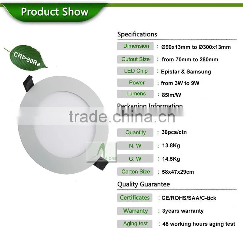Dongguan alibaba factory ultra thin led panel light,high brightness warranty 3years 12W round led panel light