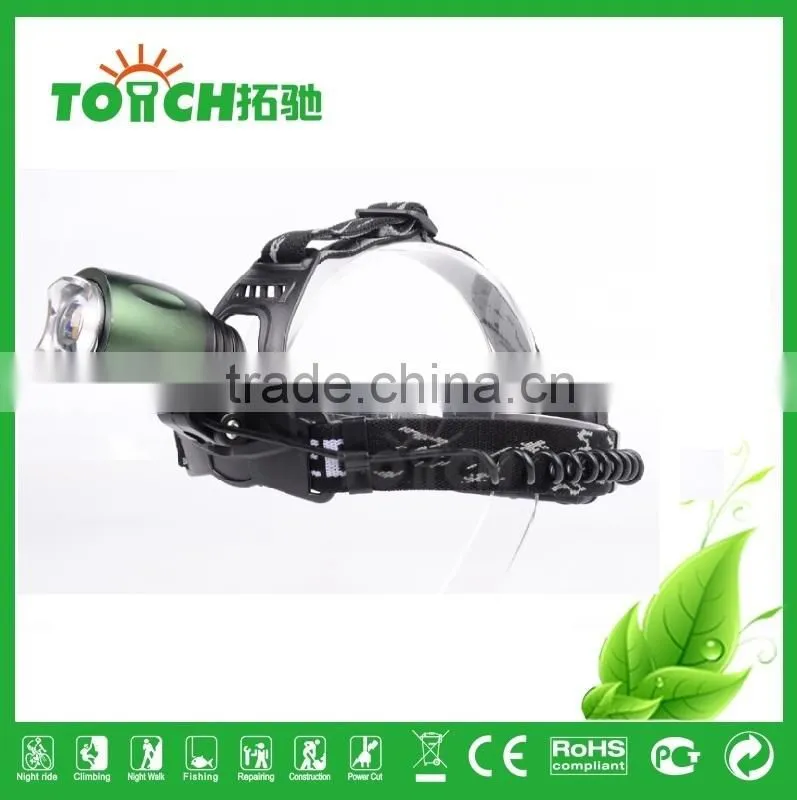 Green color rotate focus LED headlamp zoom light with attack head aluminum alloy metal LED headlights