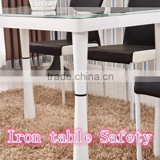 Wrought iron table and four chairs minimalist tempered glass dining table