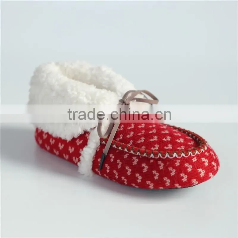 Premium quality lady knitted indoor slipper with shoelace