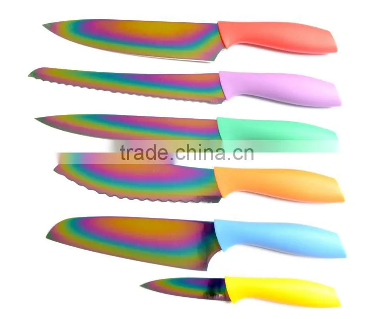 titanium apple peeler knife with colored handle