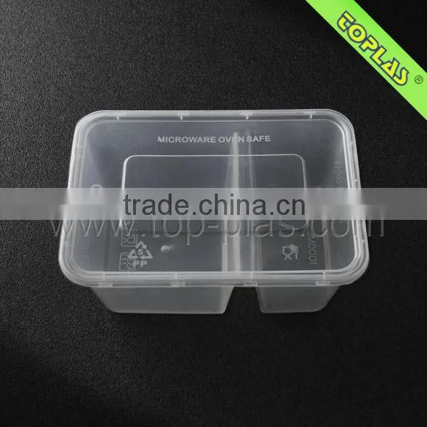 Two compartment plastic airtight container food packaging