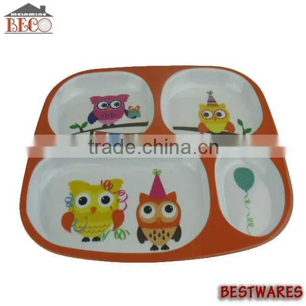Wholesale durable china cute printed kids plastic dinnerware sets