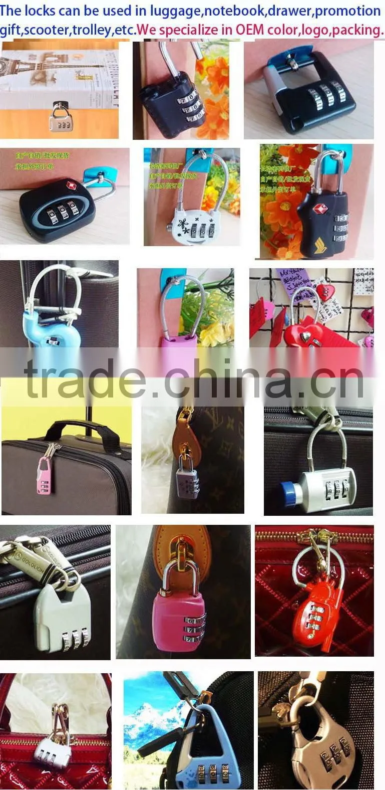 2015 New Design Combination Cable Case Lock