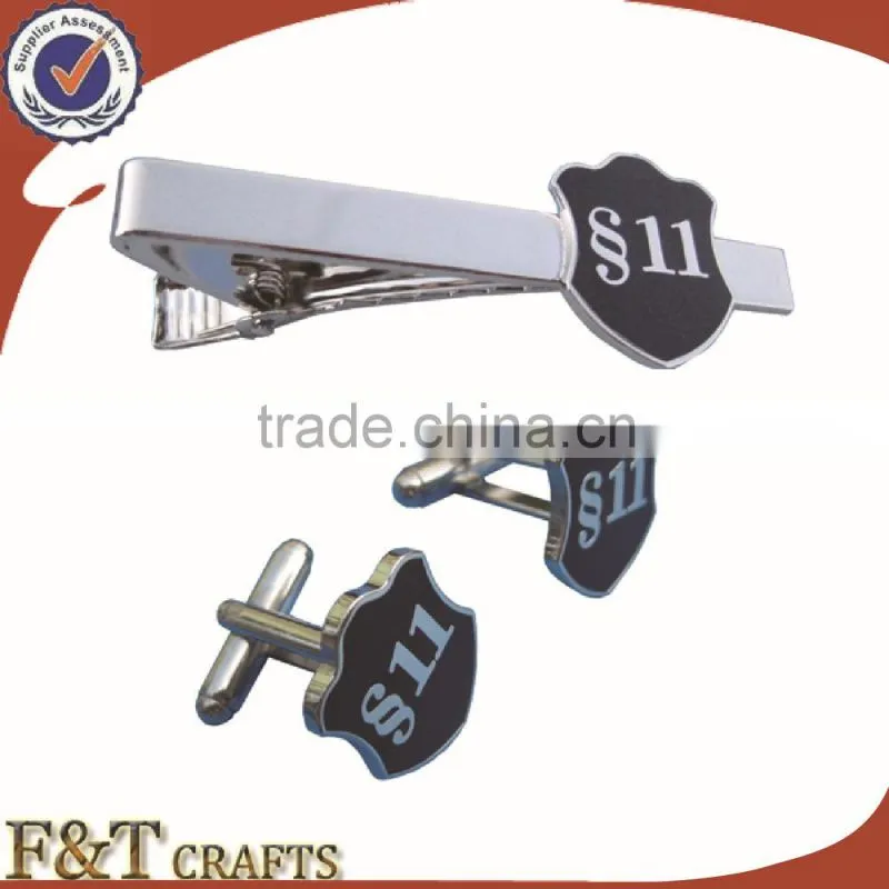 Souvenir high quality metal tie bar and cufflink set/wholesale tie bar