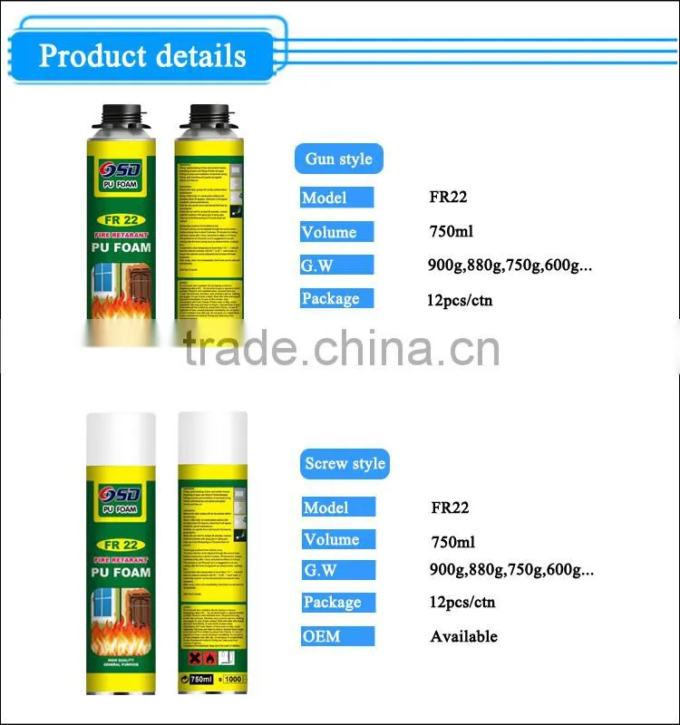 Tube & Gun PU foam waterproof sealant Polyurethane Foam Adhesive