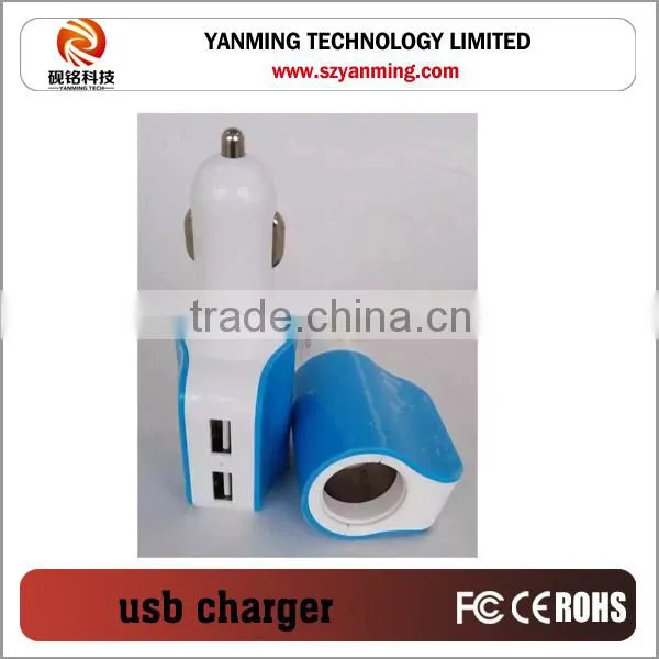 Colorful Micro Auto Universal Dual 2 Port USB Car Charger For iPhone iPad iPod 3.1A Mini Car Charger Adapter / Cigar Socket