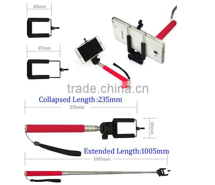 Hot selling selfie stick with bluetooth shutter button