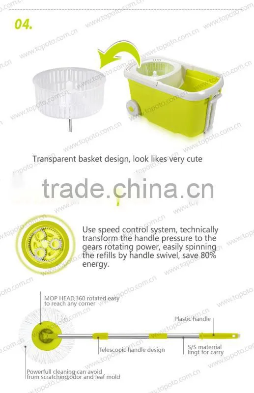 high quality telescopic microfiber blue magic spin mop with wheel