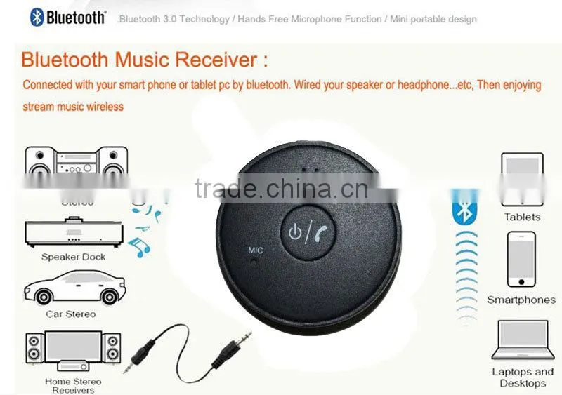 Hot sale !Mirco Bluetooth Receiver for Car Audio is In-vehicle Wireless Handsfree System with Microphone