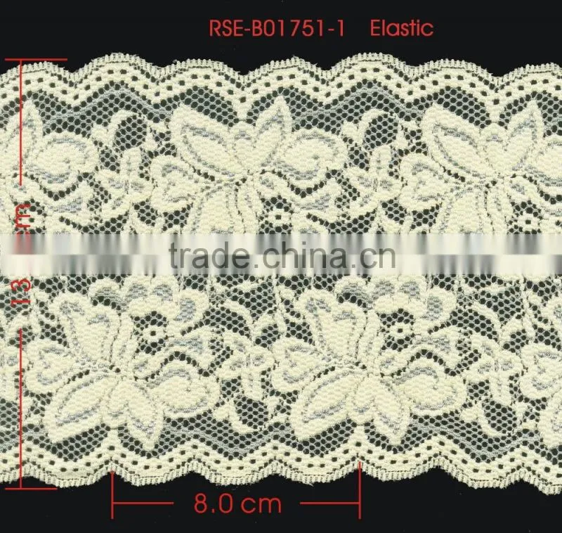 Width 13.8 Centimeter Light Yellow Stretch Trimming Spandex Jacquard Elastic Lace