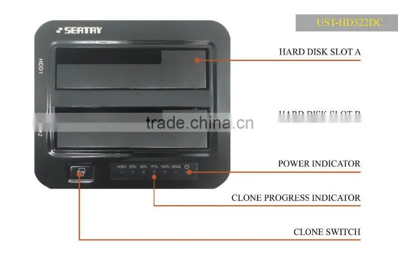High quality USB3.0 Dual bay 2.5 and 3.5 sata hard driver dock(2 in 1)