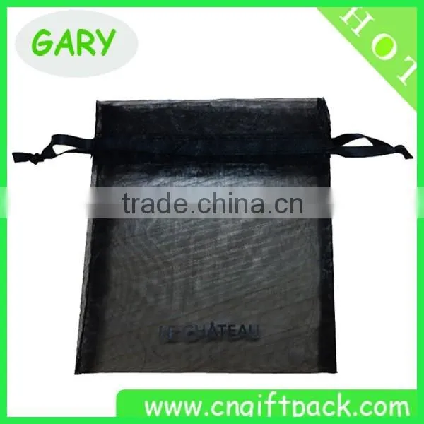10x12cm Black Printed Logo Organza Gift Bags