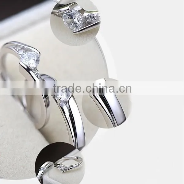 Factory Wholesale S925 Silver AAA cubic zircon Couple rings opening shape fashion gift