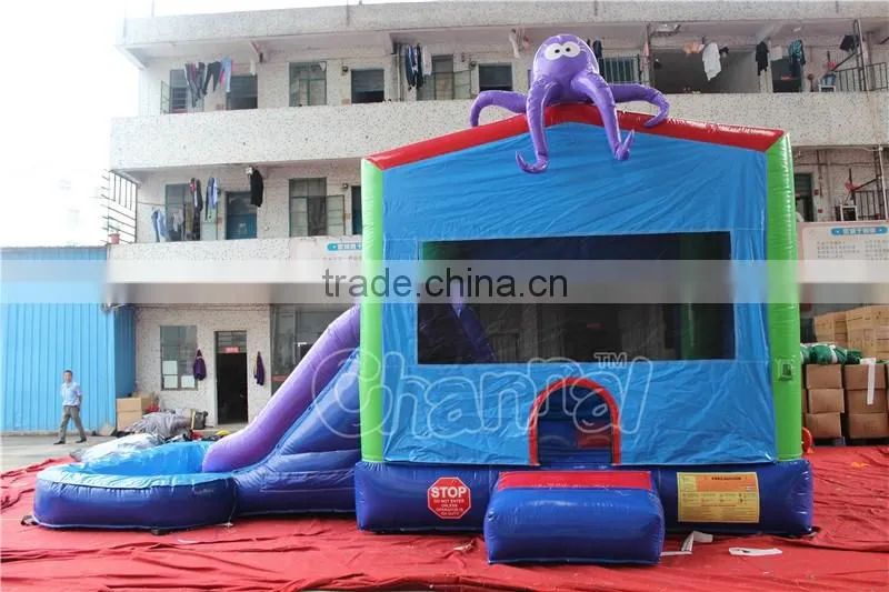 Commercial Grade Octopus Wet/Dry Inflatable Bouncy Slide Combo with Pool