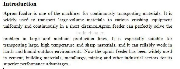 Large capacity apron feeder mining equipment for sale