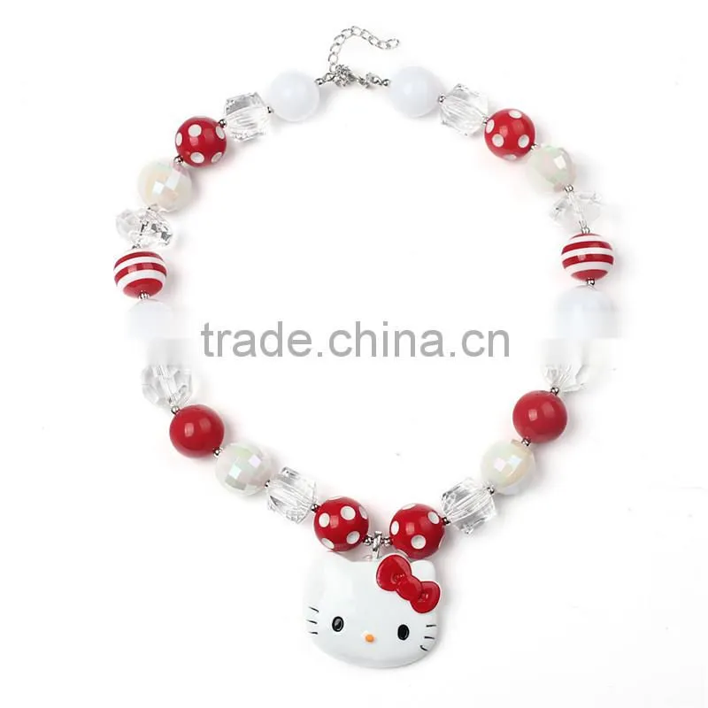 personalized hot sale red and white necklace with hello kitty doll baby girl doll necklace with hairband