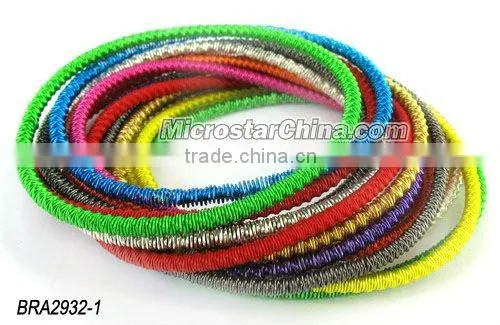 DIY jewelry metal spring bracelet with plastic beads