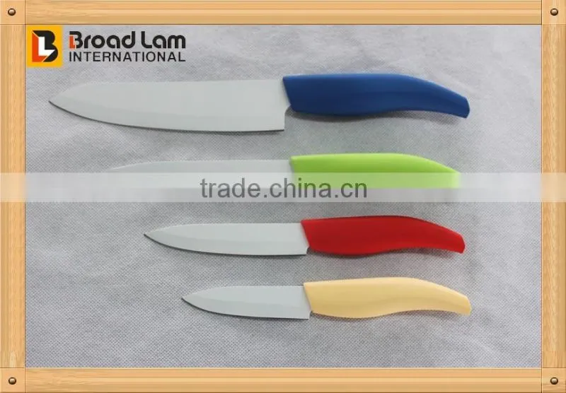(NEW)Durable Ceramic Coating White Stainless Steel Blade Knife Set 4 sizes Assortment