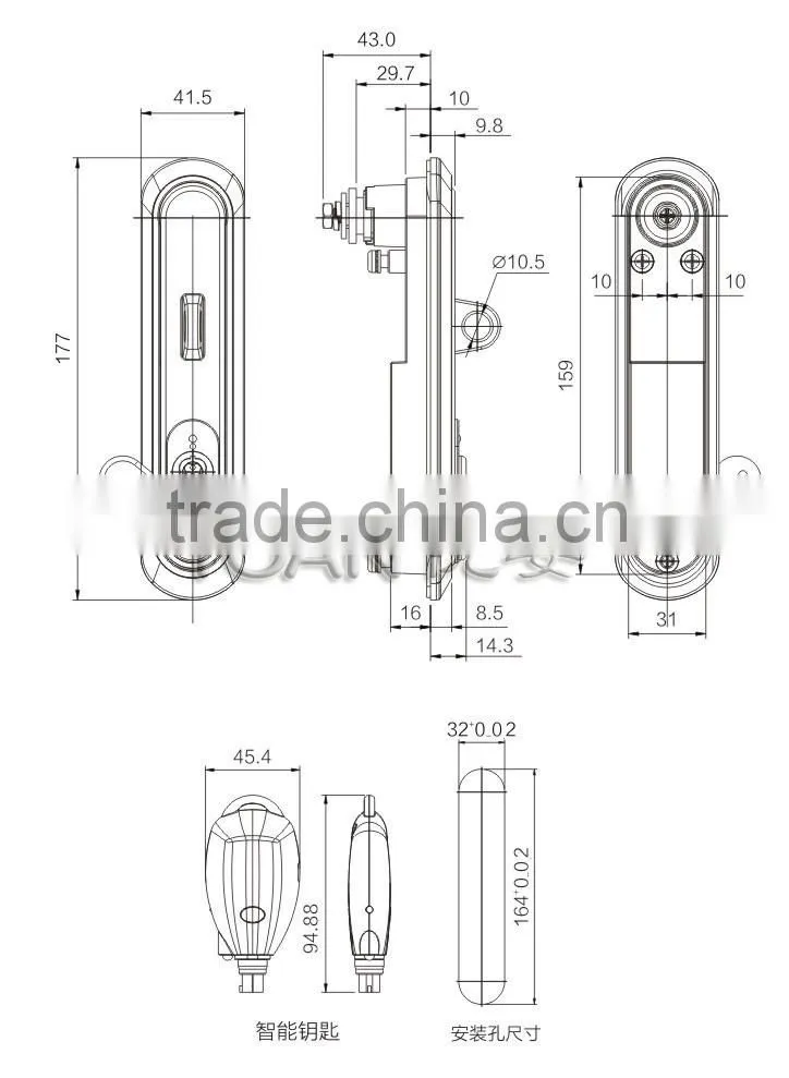 Intelligent bluetooth smart cabinet door locks for metal cabinet