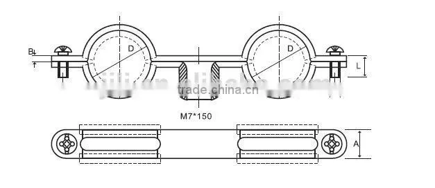 Double pipe clamps M6 withinner rubber
